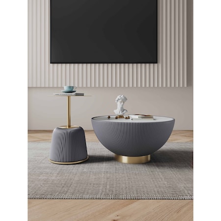 Manhattan Comfort Anderson Coffee Table and End Table 1.0 in Grey - Set of 2 2-AT02-GY
